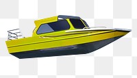 Png yellow jet boat sticker, remixed from artworks by John Margolies