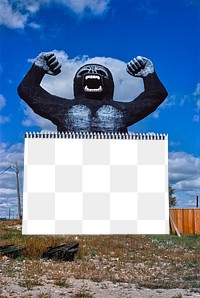 Png billboard mockup with gorilla, remixed from artworks by John Margolies