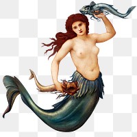 PNG vintage Sea-Nymph sticker, remixed from artworks by Sir Edward Coley Burne–Jones