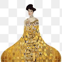 Png Portrait of Adele Bloch-Bauer sticker, Gustav Klimt's art nouveau illustration on transparent background, remastered by rawpixel