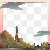 Frame png Paris border, Eiffel-tower in the sunset, remixed from artworks by Henri Rousseau
