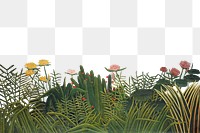 Png Henri Rousseau's vintage flower border, botanical collage element on transparent background, remastered by rawpixel