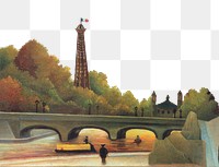 PNG clipart border, Eiffel-tower in the sunset, remixed from artworks by Henri Rousseau