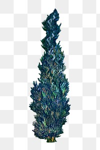 Tree png sticker from Van Gogh's Road with Cypress and Star, famous artwork on transparent background, remastered by rawpixel