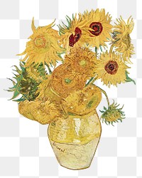Sunflowers png sticker from Van Gogh&rsquo;s Vase with Twelve Sunflowers, famous flower artwork on transparent background, remastered by rawpixel