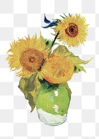 Van Gogh&rsquo;s Sunflowers png sticker, famous flower artwork on transparent background, remastered by rawpixel