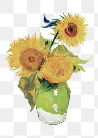 Van Gogh’s Sunflowers png sticker, famous flower artwork on transparent background, remastered by rawpixel