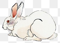 Rabbit png sticker, cute animal illustration, remixed from woodblock print artworks by Ogata Gekko