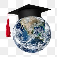 Png earth planet with graduation cap