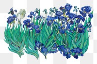 Irises flower png sticker, Van Gogh's vintage floral artwork on transparent background, remastered by rawpixel