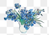 Van Gogh's Irises png sticker, vintage floral artwork on transparent background, remastered by rawpixel