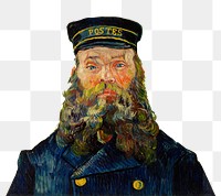 Png Portrait of the Postman Joseph Roulin sticker, Van Gogh's famous artwork on transparent background, remastered by rawpixel