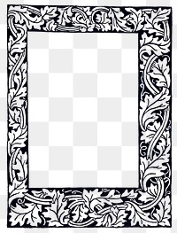 Black and white vintage leafy frame illustration