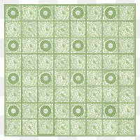 William Morris&#39;s png vintage pattern, squared green flower illustration, remix from the original artwork