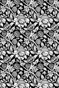 Vintage black and white flower pattern illustration