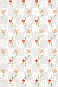 William Morris's png vintage pattern, pink and red tulip flower illustration, remix from the original artwork