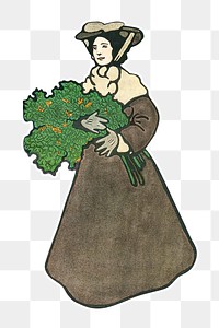 Women carrying holly leaves transparent png
