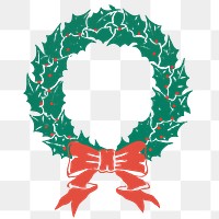 Christmas wreath with red ribbon png
