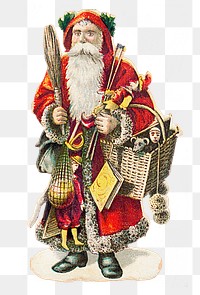 Santa Claus with a basket of toys png