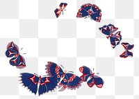 Butterfly png clipart, Japanese woodcut design