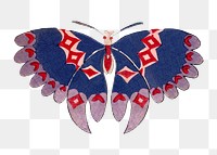 Butterfly png clipart, blue vintage design, transparent background