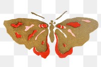 Butterfly png clipart, brown vintage design, transparent background