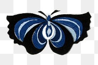 Blue butterfly png sticker, Japanese woodblock print, vintage illustration