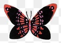 Watercolor butterfly png design element, vintage hand drawn sticker, transparent background