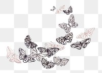 Butterfly png sticker, brown vintage design, transparent background