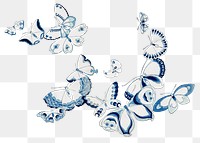 Butterfly png design element, blue drawing clip art, transparent background