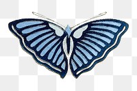 Blue butterfly png sticker, Japanese woodblock print, vintage illustration