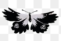 Black butterfly png sticker, Japanese woodblock print, vintage illustration