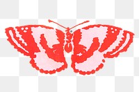 Butterfly png sticker, red vintage design, transparent background