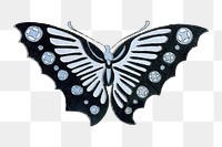 Butterfly png design element, blue drawing clip art, transparent background