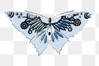 Butterfly png design element, blue drawing clip art, transparent background