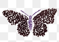 Watercolor butterfly png design element, vintage hand drawn clipart, transparent background