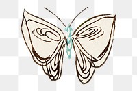 Butterfly doodle png sticker, brown vintage design, transparent background