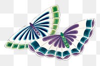 Butterfly png design element, colorful drawing clip art, transparent background