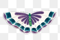 Colorful butterfly png sticker, Japanese woodblock print, vintage illustration