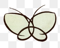 Butterfly doodle png sticker, green vintage design, transparent background