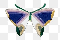 Purple butterfly png sticker, Japanese woodblock print, vintage illustration