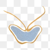 Butterfly doodle png sticker, blue vintage design, transparent background