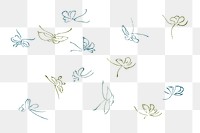 Butterfly doodle png clipart, vintage design, transparent background