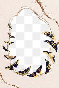 Aesthetic butterfly png frame background, gold glitter design