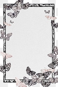 Butterfly png frame, Japanese woodblock vintage design