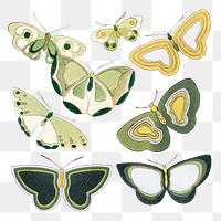 Butterfly sticker png, hand drawn design element, transparent background set