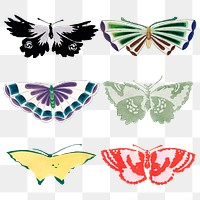 Butterfly clipart png, vintage illustration, transparent background set