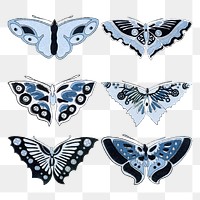 Butterfly clipart png, vintage illustration, transparent background set