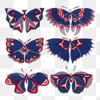 Butterfly clipart png, vintage illustration, transparent background set