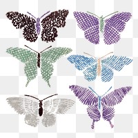 Butterfly clipart png, vintage illustration, transparent background set
